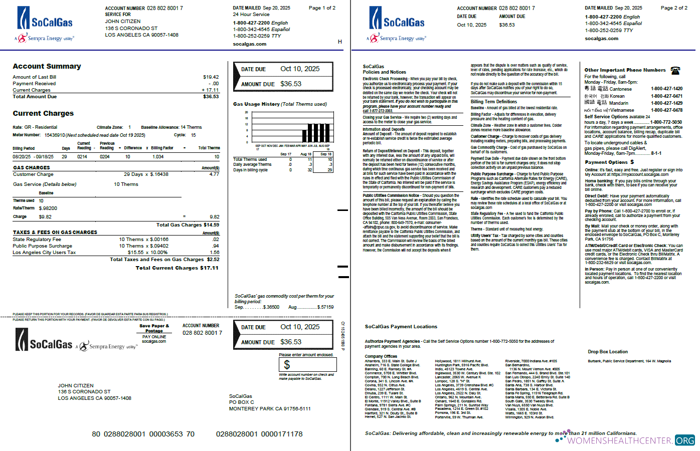 Realistische Herunterladen USA So Cal Gas Nebenkostenabrechnung Vorlage in Word und PDF Formats, 2 Seiten, Version 2 PDF Vorlage
