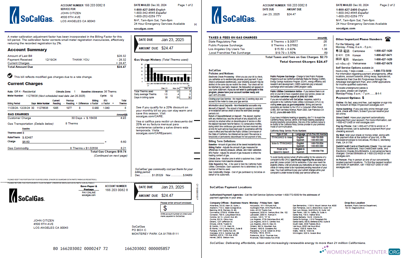 Editierbare Herunterladen USA So Cal Gas Nebenkostenabrechnung Vorlage in Word und PDF Formats, 2 Seiten, Version 4 PDF Vorlage