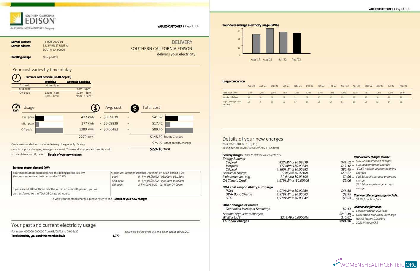 Premium Herunterladen USA Southern California EDISON Nebenkostenabrechnung, Word und PDF Vorlage, 8 Seiten 3 4 PDF Vorlage