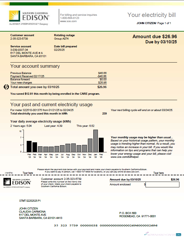 Premium Herunterladen USA Southern California Edison Nebenkostenabrechnung Vorlage in Word und PDF Formats, Version 2 PDF Vorlage