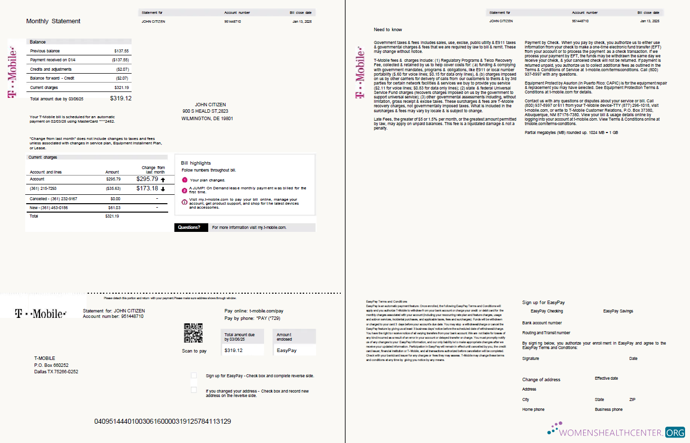 Professionelle Herunterladen USA T Mobil Nebenkostenabrechnung Vorlage in Word und PDF Formats, 2 Seiten, Version 2 PDF Vorlage