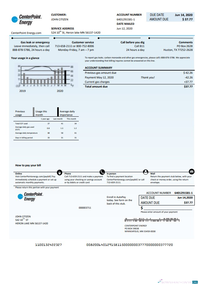 Hochwertige Herunterladen USA Texas Center Point Energy Nebenkostenabrechnung Vorlage in Word und PDF Format PDF Vorlage