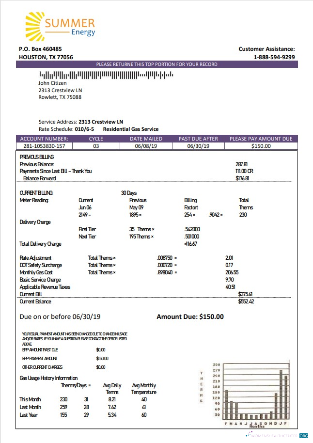 Professionelle Herunterladen USA Texas Summer Energy Easy Fillable Nebenkostenabrechnung Vorlage in Word und PDF Format PDF Vorlage