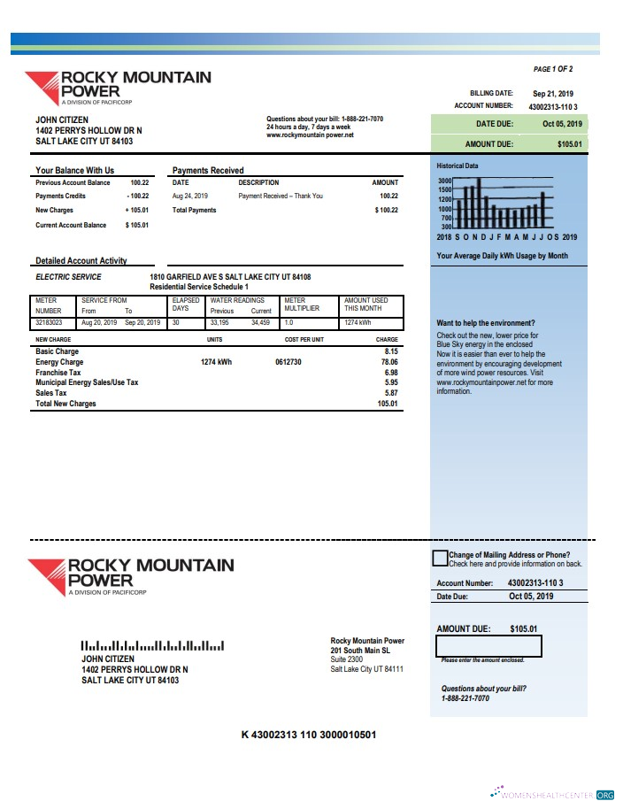 Premium Herunterladen USA Utah Rocky Mountain Power Strom Nebenkostenabrechnung Vorlage in Word und PDF Format PDF Vorlage