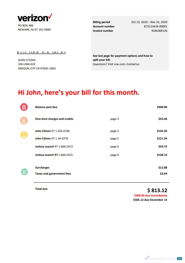 Professionelle Herunterladen USA Verizon Telecommunications Nebenkostenabrechnung Vorlage in Word und PDF Format PDF Vorlage
