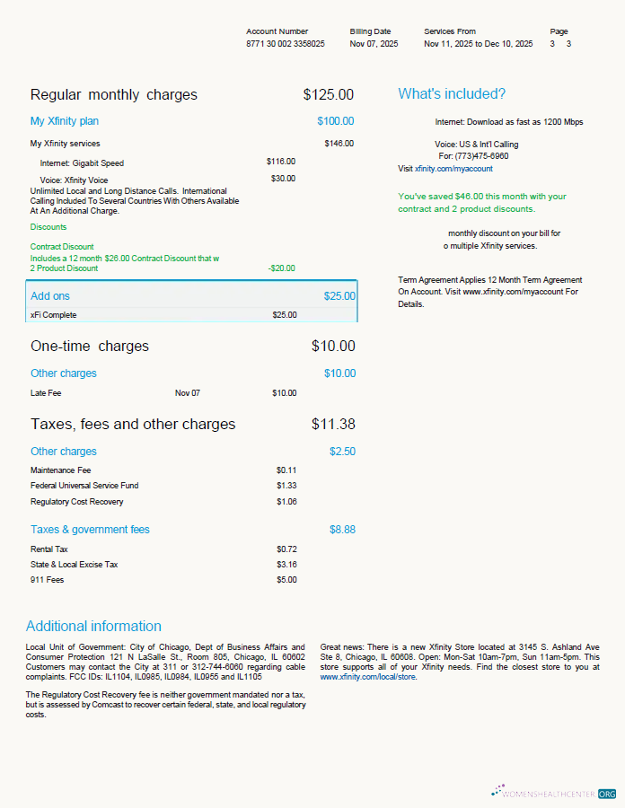 Premium Herunterladen USA Xfinity Nebenkostenabrechnung Vorlage in Word und PDF Formats, 3 Seiten, Version 2, 3rd Seite PDF Vorlage