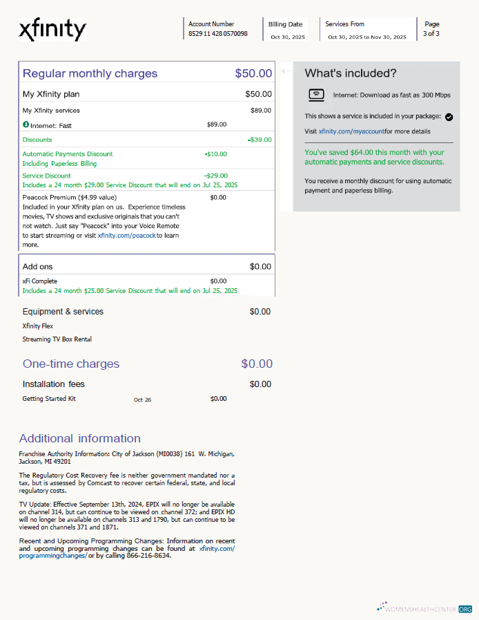Editierbare Herunterladen USA Xfinity Nebenkostenabrechnung Vorlage in Word und PDF Formats, 3 Seiten, Version 4, 3rd Seite PDF Vorlage