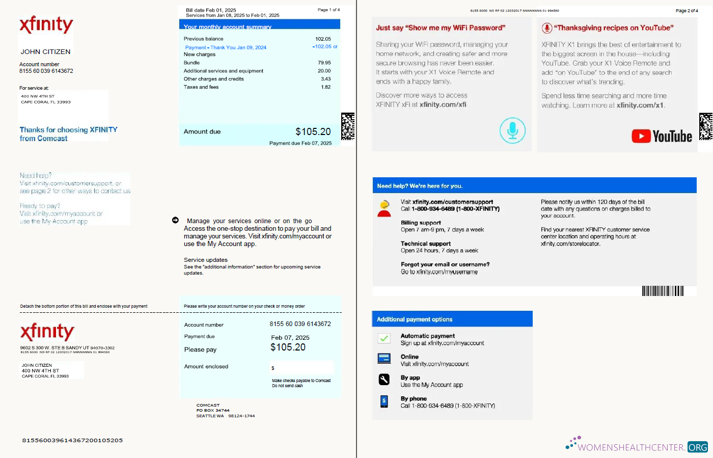 Editierbare Herunterladen USA Xfinity Nebenkostenabrechnung Vorlage in Word und PDF Formats, 4 Seiten, Version 3, 1 2 Seiten PDF Vorlage