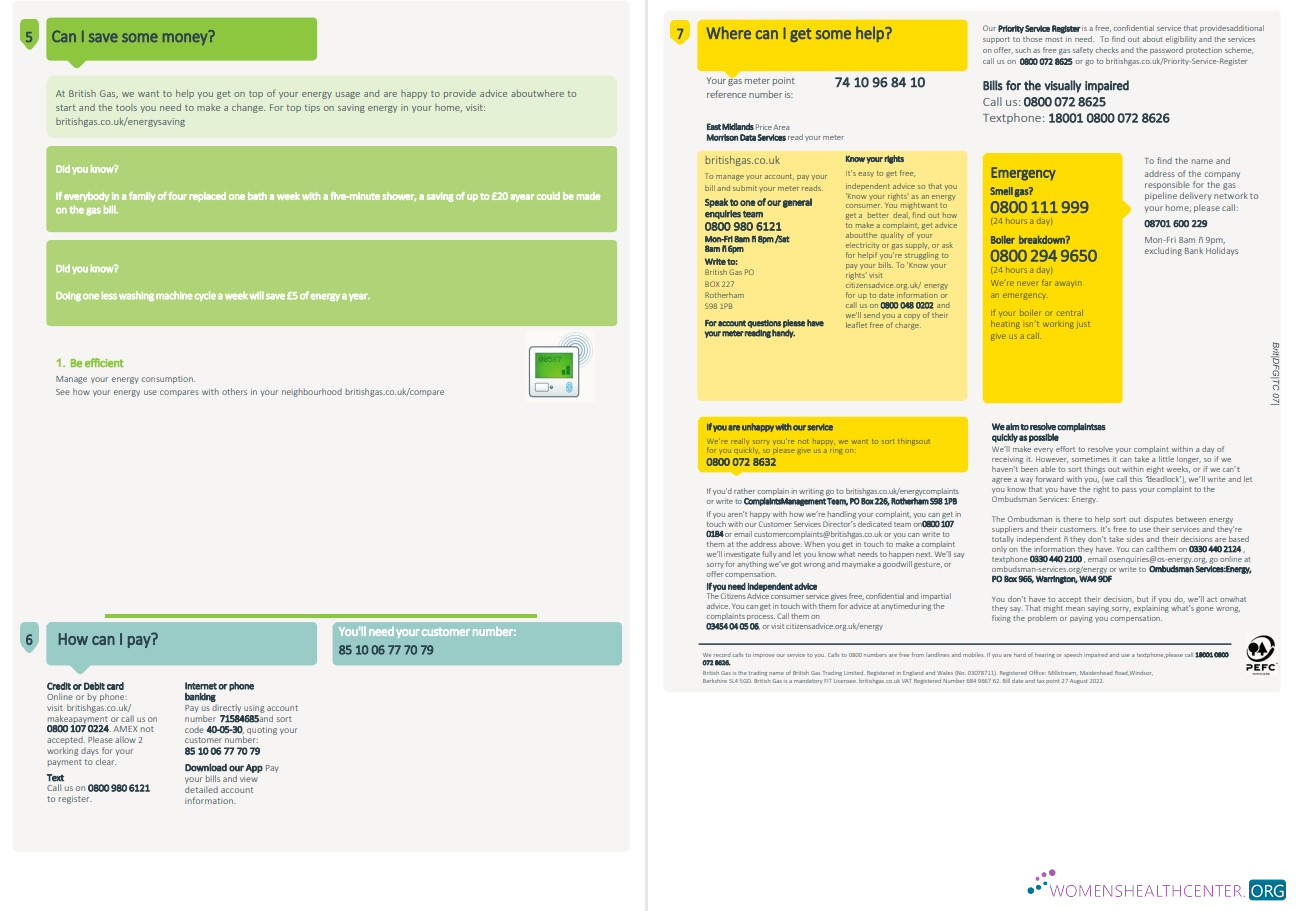 Hochwertige Herunterladen Vereinigtes Königreich British Gas Nebenkostenabrechnung, Word und PDF Vorlage, 4 Seiten 3 4 PDF Vorlage