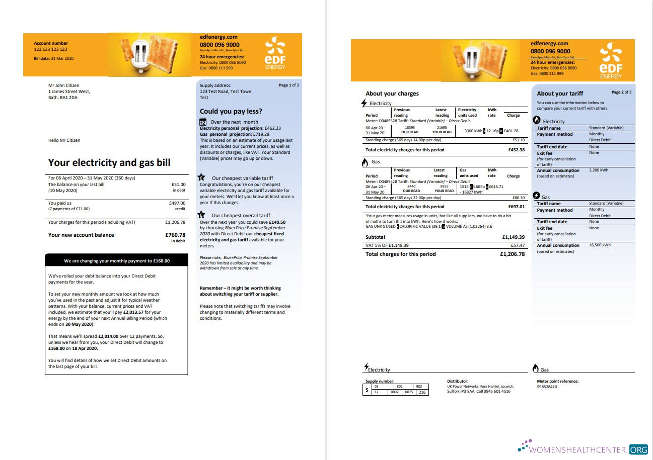 Editierbare Herunterladen Vereinigtes Königreich EDF Nebenkostenabrechnung Vorlage in Word und PDF Format (3 Seiten) 1 2 PDF Vorlage