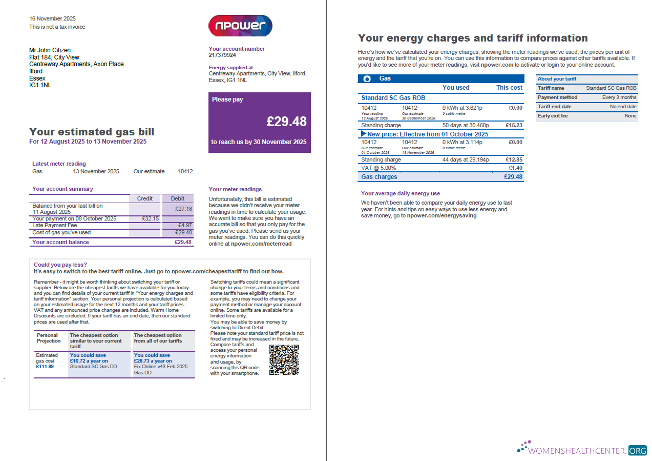 Premium Herunterladen Vereinigtes Königreich Npower Nebenkostenabrechnung Vorlage in Word und PDF Formats, 3 Seiten, 1 2 Seite PDF Vorlage