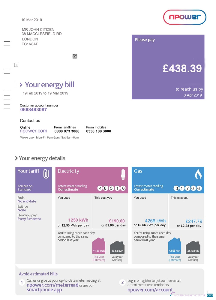 Hochwertige Herunterladen Vereinigtes Königreich Npower Nebenkostenabrechnung Vorlage, Fully Editable in PSD Format Photoshop Vorlage