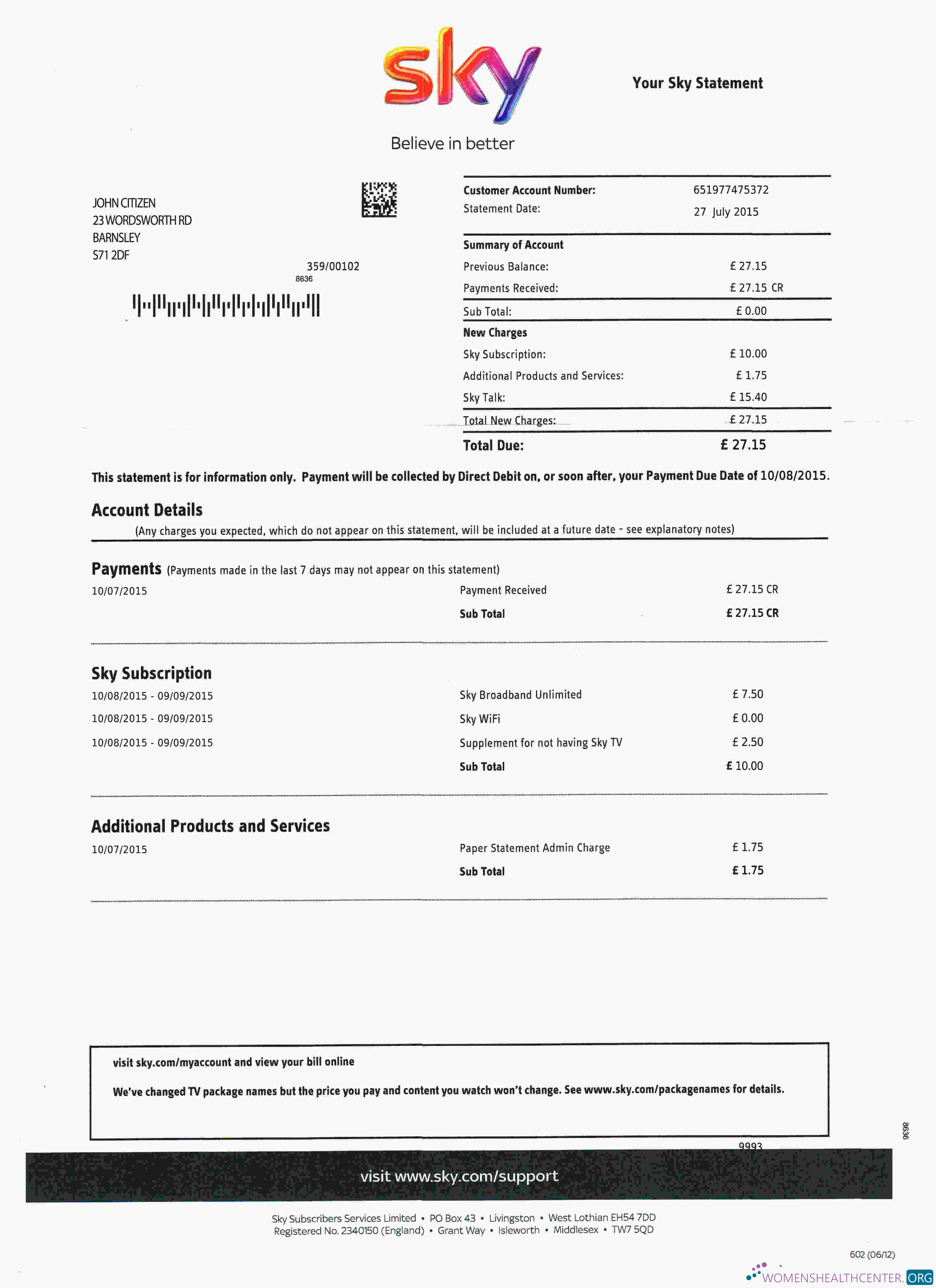 Realistische Herunterladen Vereinigtes Königreich Sky Nebenkostenabrechnung Vorlage, Fully Editable in PSD Format Photoshop Vorlage