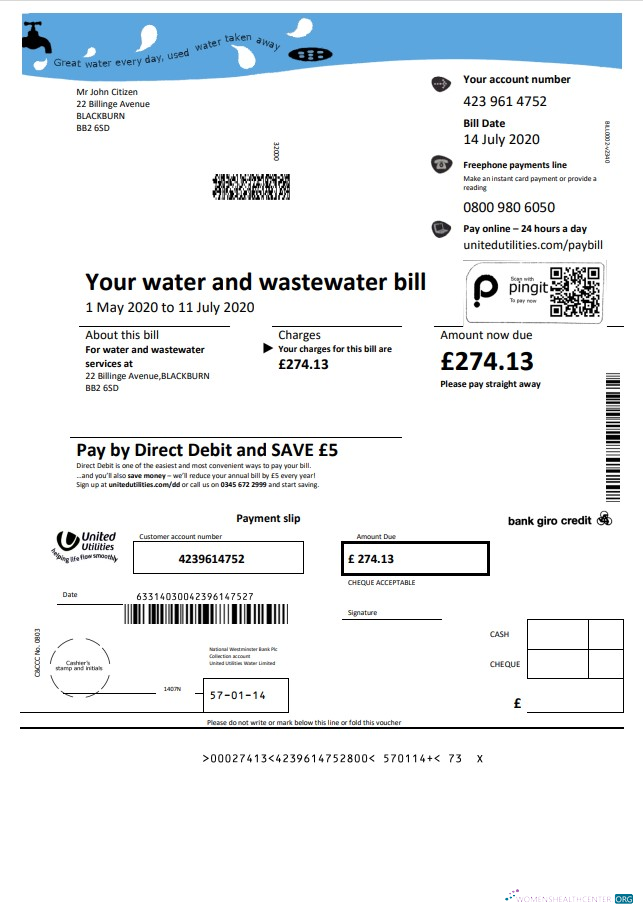Premium Herunterladen Vereinigtes Königreich Vereint Utilities Wasser Nebenkostenabrechnung Vorlage in Word und PDF Format PDF Vorlage
