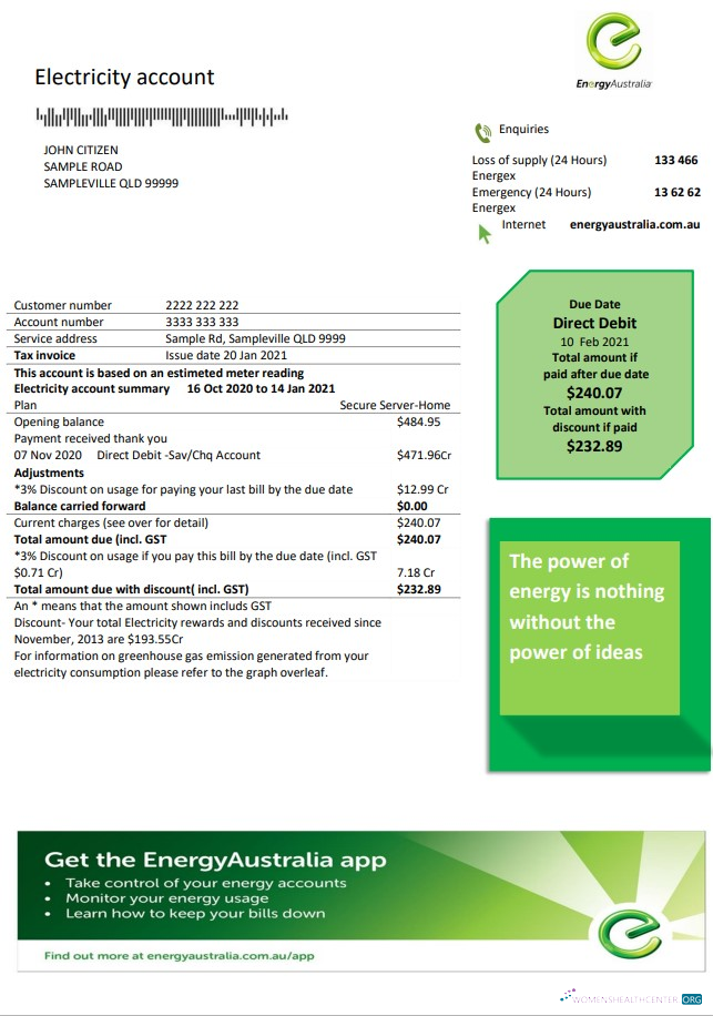 Herunterladen Herunterladen Australien Energy Nachweis von Adresse Utility vorschau