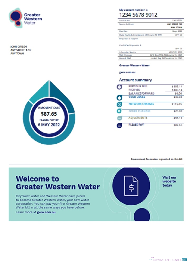 Herunterladen Herunterladen Australien Greater Western Wasser Nebenkostenabrechnung muster