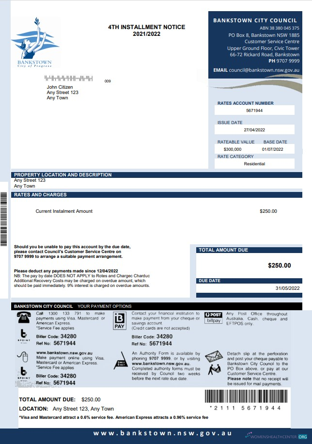 Herunterladen Herunterladen Australien NSW Bankstown Stadt Council Nebenkostenabrechnung vorschau