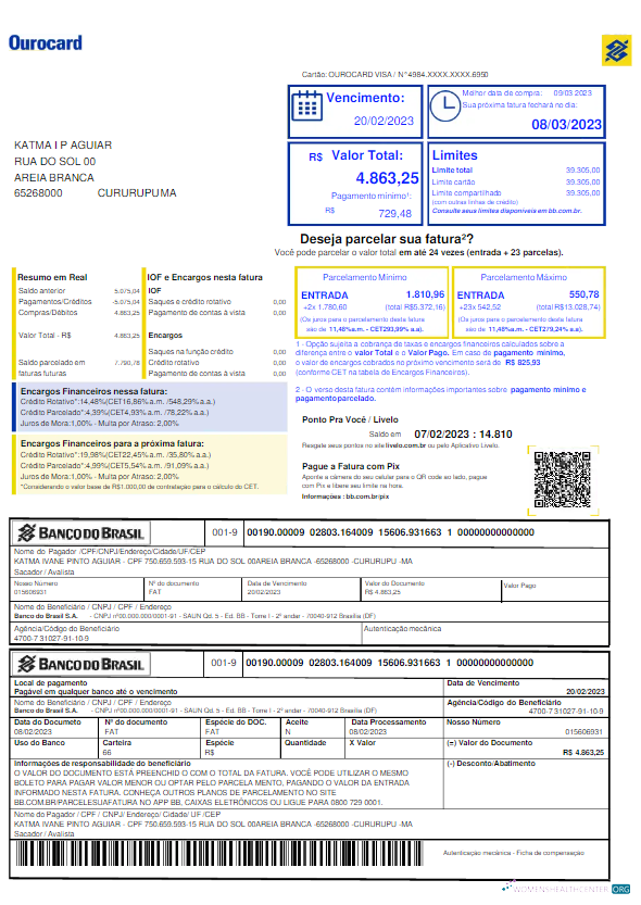 Realistische Herunterladen Herunterladen BRASIL BANCO DO BRASIL Nebenkostenabrechnung Word und PDF Vorlage PDF Vorlage PDF Vorlage