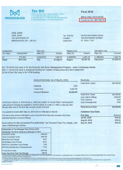 Herunterladen Herunterladen Kanada Mississauga Tax Bill vorschau