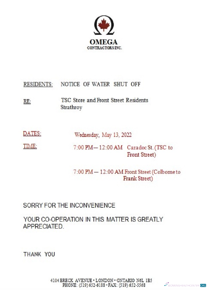 Herunterladen Herunterladen Kanada Ontario Omega Contractors Inc. Wasser Nebenkostenabrechnung Shutoff Notice design
