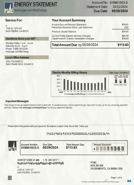 Realistische Herunterladen Herunterladen Kanada PG&E Energy Bill in PSD Format Photoshop Vorlage Photoshop Vorlage
