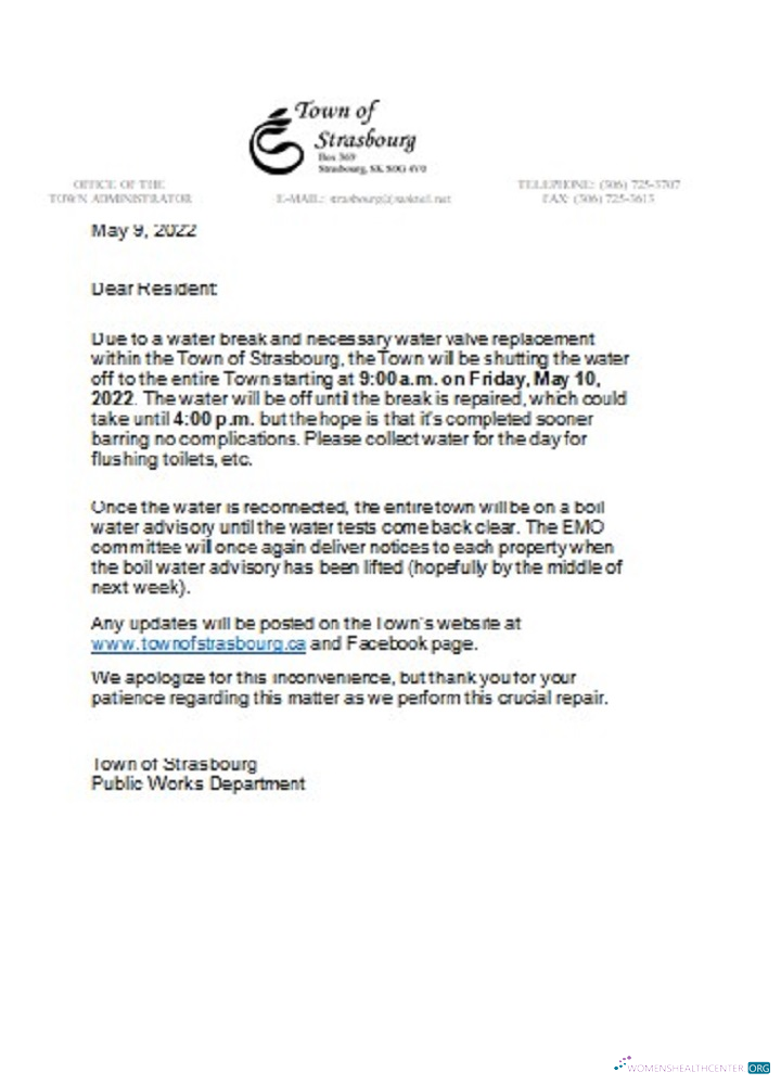 Herunterladen Herunterladen Kanada Saskatchewan Town von Strasbourg Wasser Utility Shut Off Notice muster