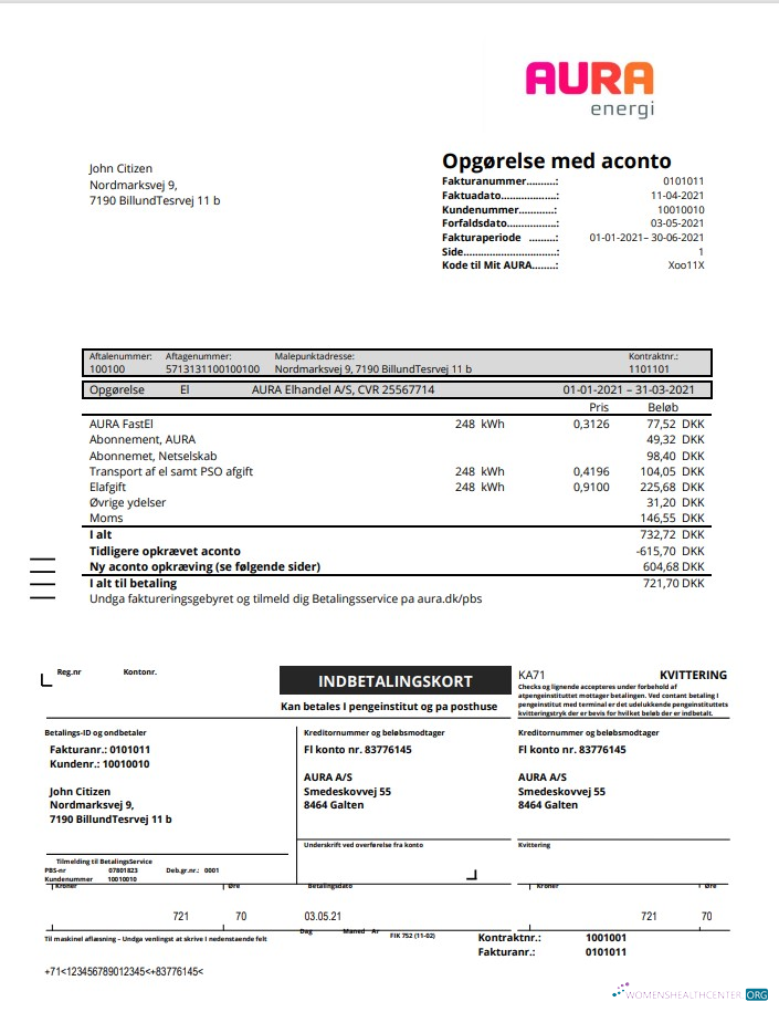 Editierbare Herunterladen Herunterladen Dänemark AURA Energi Nebenkostenabrechnung Vorlage in Word und PDF Format PDF Vorlage PDF Vorlage