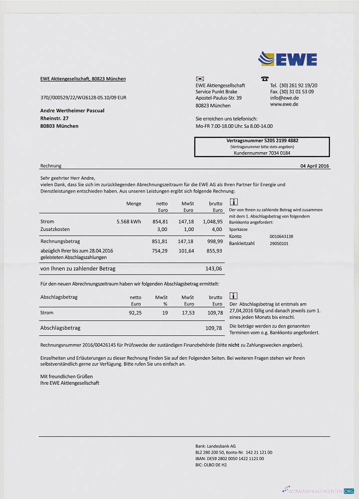 Herunterladen Herunterladen Deutschland EWE Nebenkostenabrechnung vorschau