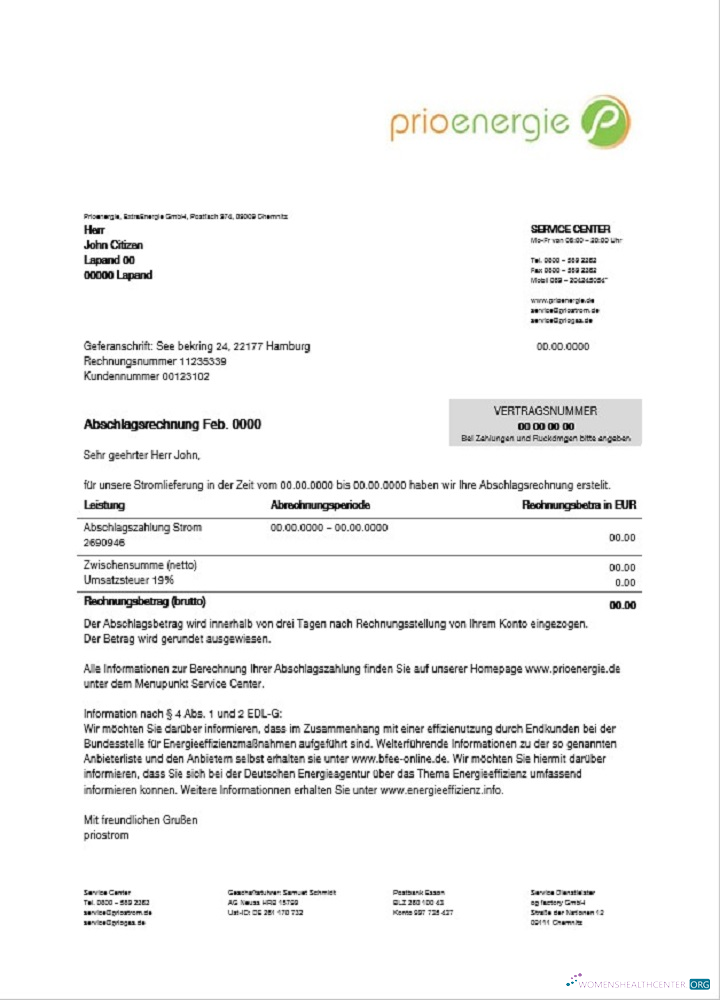 Herunterladen Herunterladen Deutschland Prioenergie Nachweis von Adresse Nebenkostenabrechnung design