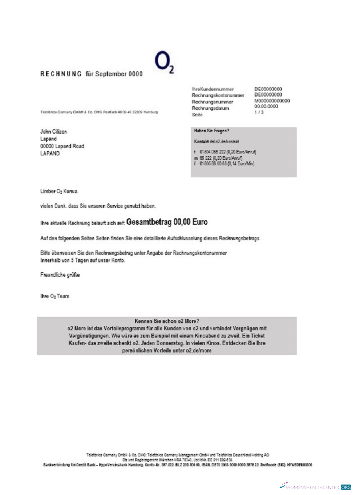 Herunterladen Herunterladen Deutschland RECHNUNG O2 Nebenkostenabrechnung vorschau