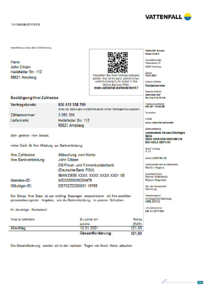 Herunterladen Herunterladen Deutschland VATTENFALL Nebenkostenabrechnung design