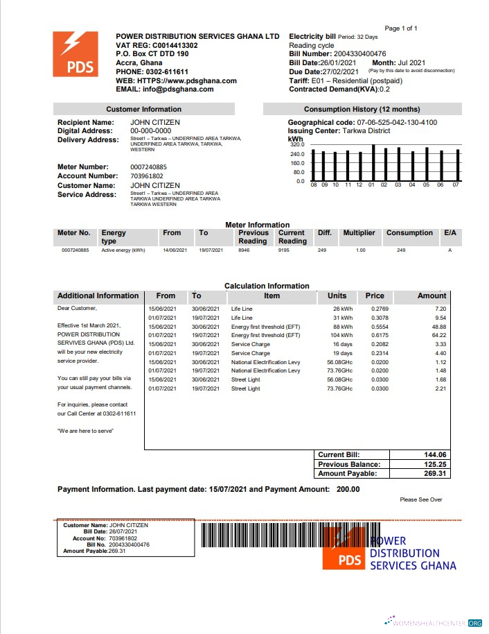 Herunterladen Herunterladen Ghana PDS Strom Nebenkostenabrechnung modell