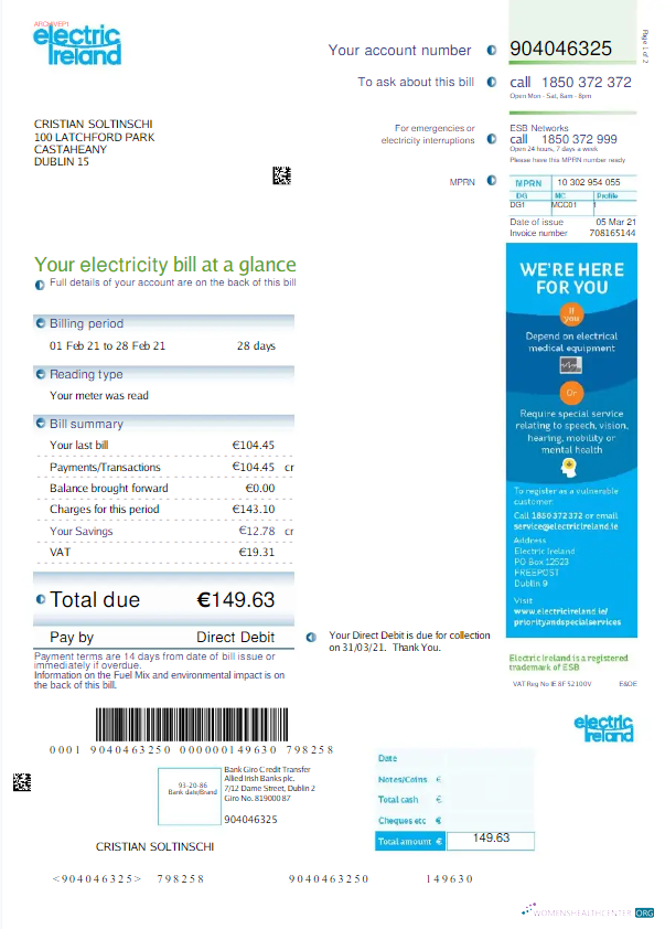 Realistische Herunterladen Herunterladen Irland ELECTRIC Irland Nebenkostenabrechnung Word und PDF Vorlage PDF Vorlage PDF Vorlage