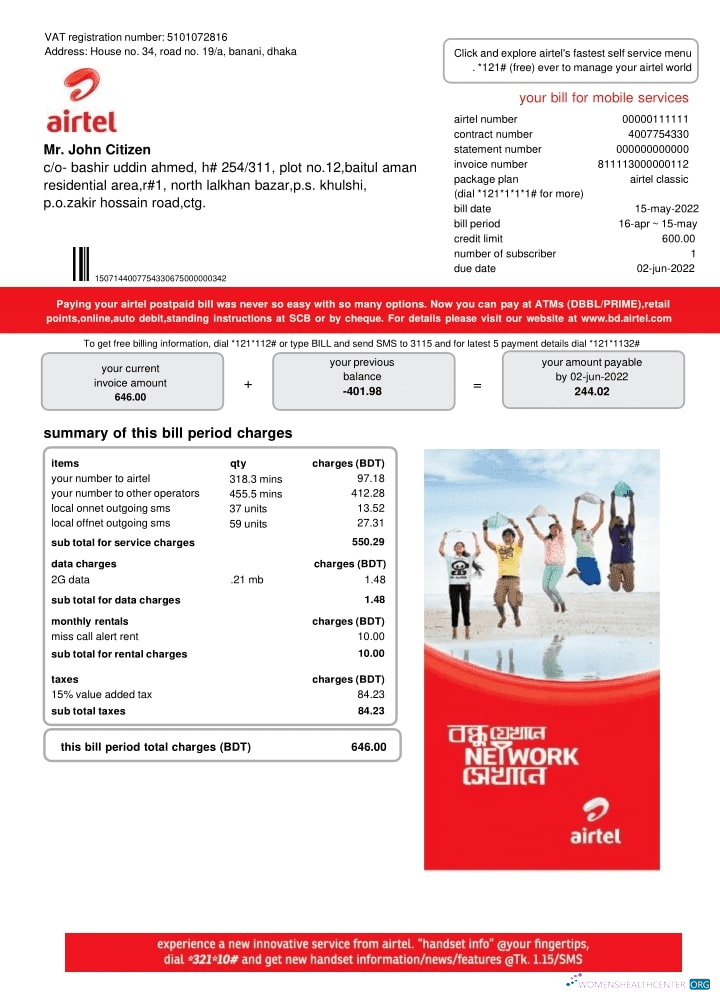 Herunterladen Herunterladen Indien Airtel Telecommunication Services Nebenkostenabrechnung design