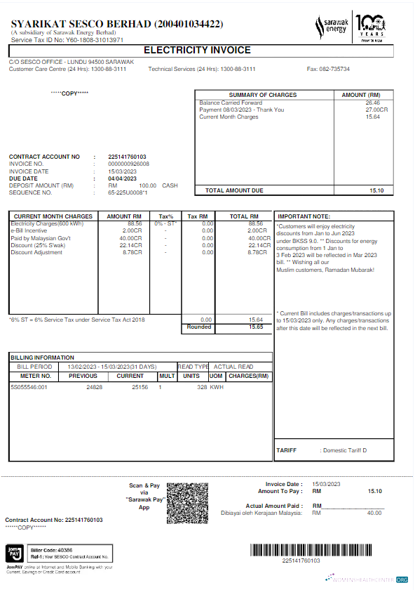 Editierbare Herunterladen Herunterladen Malaysia SARAWAK ENERGY Nebenkostenabrechnung Wordd und PDF Vorlage PDF Vorlage PDF Vorlage