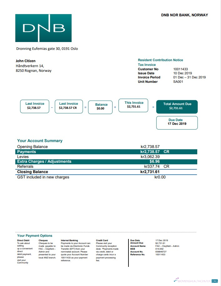 Realistische Herunterladen Herunterladen Norwegen DNB Nebenkostenabrechnung Vorlage in Word und PDF Format PDF Vorlage PDF Vorlage
