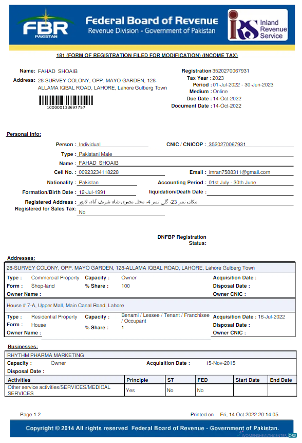 Editierbare Herunterladen Herunterladen Pakistan FBR Nebenkostenabrechnung Word und PDF Vorlage PDF Vorlage PDF Vorlage