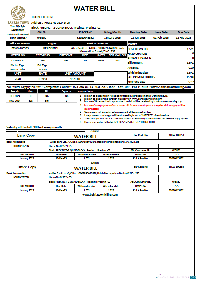 Realistische Herunterladen Herunterladen Pakistan Bahria Town Nebenkostenabrechnung Vorlage in Word und PDF Formats PDF Vorlage PDF Vorlage