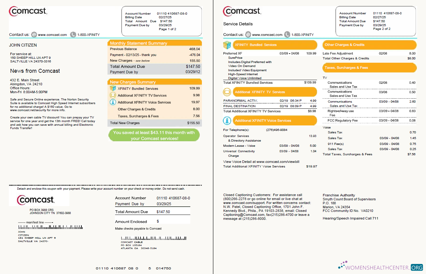 Editierbare Herunterladen Herunterladen USA Comcast Nebenkostenabrechnung Vorlage in Word und PDF Formats, 2 Seiten PDF Vorlage PDF Vorlage