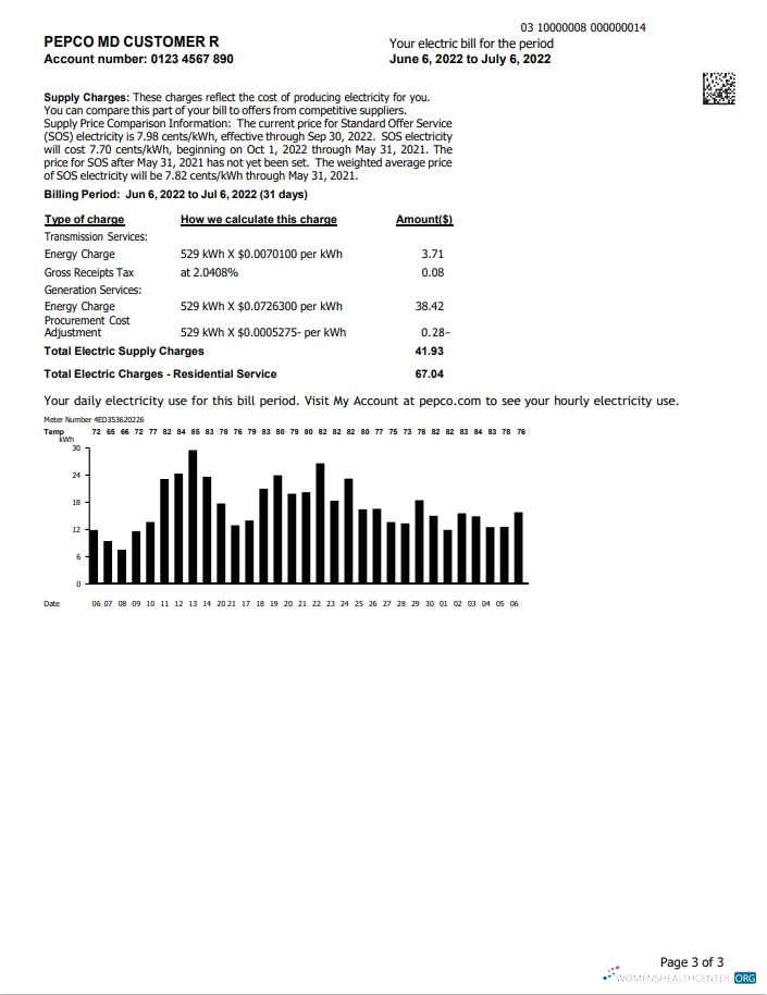 Premium Herunterladen Herunterladen USA Maryland Pepco Nebenkostenabrechnung, Word und PDF Vorlage, 3 Seiten 3 PDF Vorlage PDF Vorlage