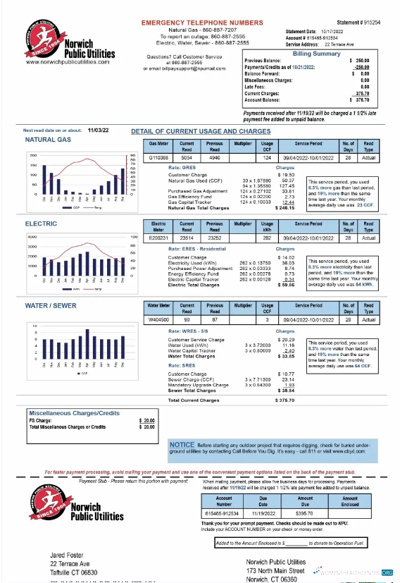 Premium Herunterladen Herunterladen USA NORWICH Öffentlich UTILITIES Nebenkostenabrechnung Word und PDF Vorlage PDF Vorlage PDF Vorlage