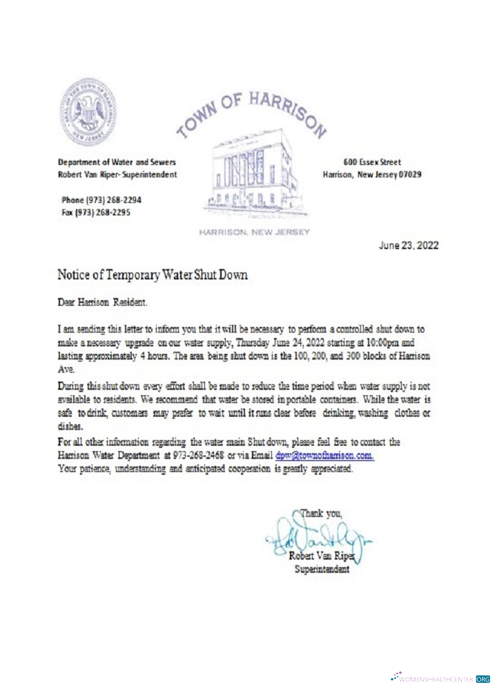Herunterladen Herunterladen USA Neu Jersey Town von Harrison Wasser Shut Off Notice design