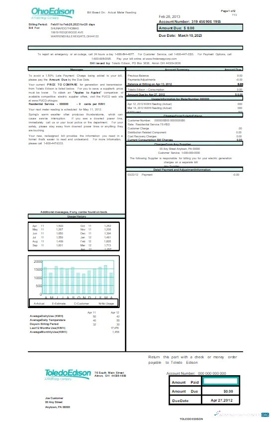Premium Herunterladen Herunterladen USA OHIO EDISON Nebenkostenabrechnung Word und PDF Vorlage PDF Vorlage PDF Vorlage