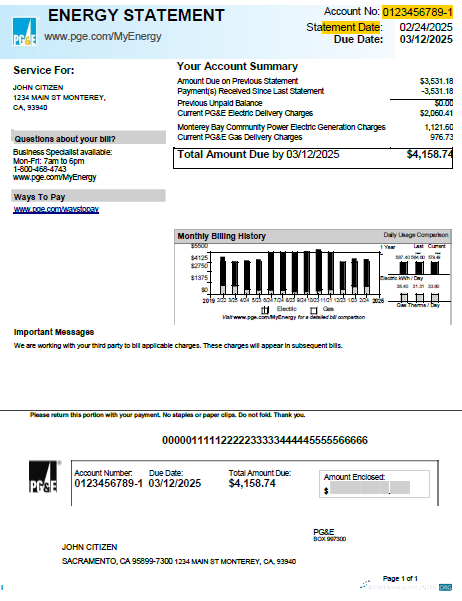 Editierbare Herunterladen Herunterladen USA PG&E Nebenkostenabrechnung Vorlage in Word und PDF Formats, Version 2 PDF Vorlage PDF Vorlage
