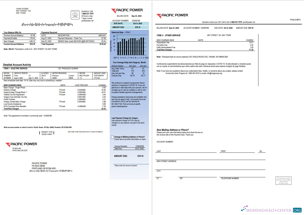 Premium Herunterladen Herunterladen USA Pacific Power Nebenkostenabrechnung, Word und PDF Vorlage, 2 Seiten PDF Vorlage PDF Vorlage