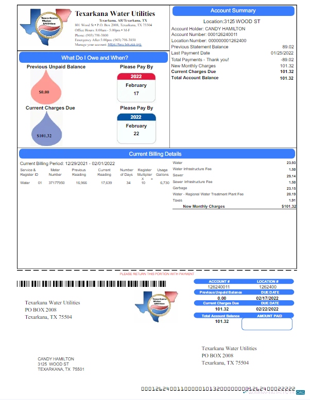 Editierbare Herunterladen Herunterladen USA TEXARKANA Wasser UTILITIES Nebenkostenabrechnung Word und PDF Vorlage PDF Vorlage PDF Vorlage