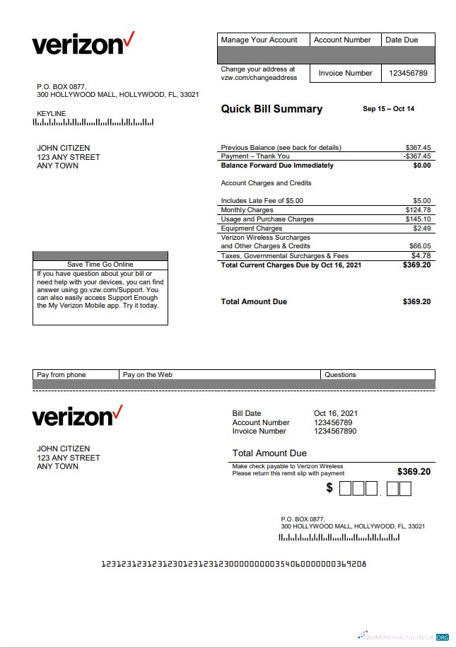 Editierbare Herunterladen Herunterladen USA Verizon Nebenkostenabrechnung Vorlage in Word Format, Fully Editable, Version 2