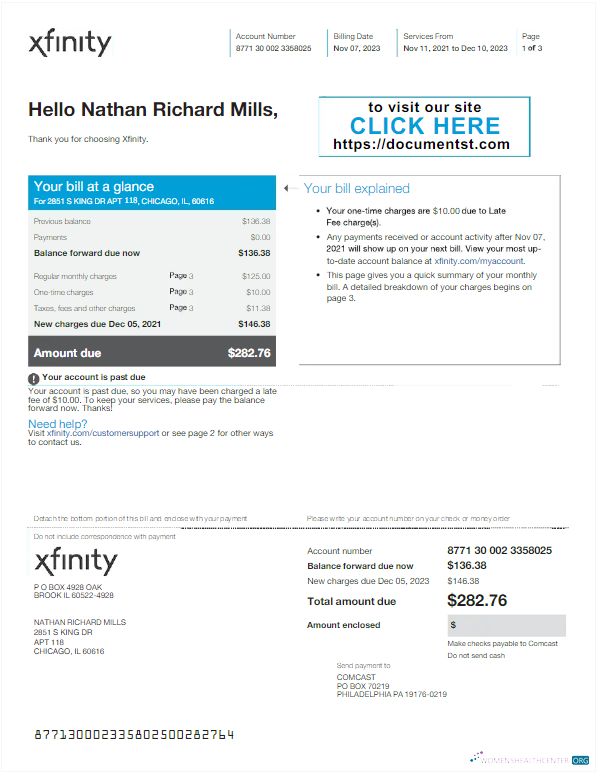 Hochwertige Herunterladen Herunterladen USA XFINITY Nebenkostenabrechnung Word und PDF Vorlage PDF Vorlage PDF Vorlage