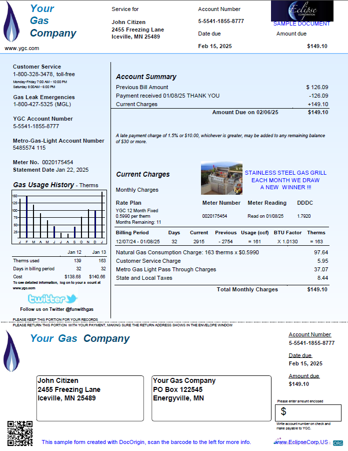 Professionelle Herunterladen Herunterladen USA Your Gas Unternehmen Nebenkostenabrechnung Vorlage in Word und PDF Formats PDF Vorlage PDF Vorlage