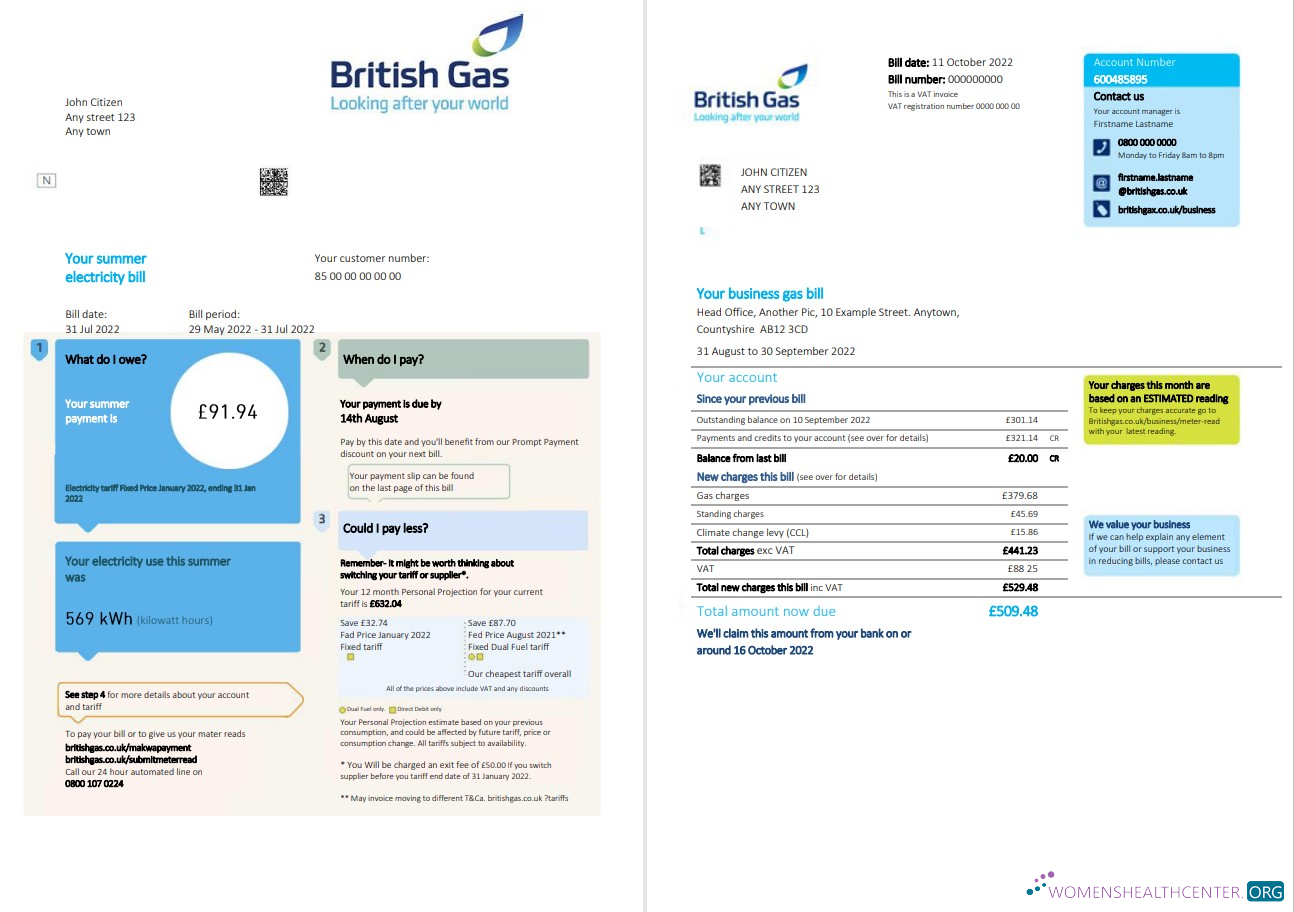 Premium Herunterladen Herunterladen Vereinigtes Königreich British Gas Bill, Word und PDF Vorlage, 2 Seiten PDF Vorlage PDF Vorlage